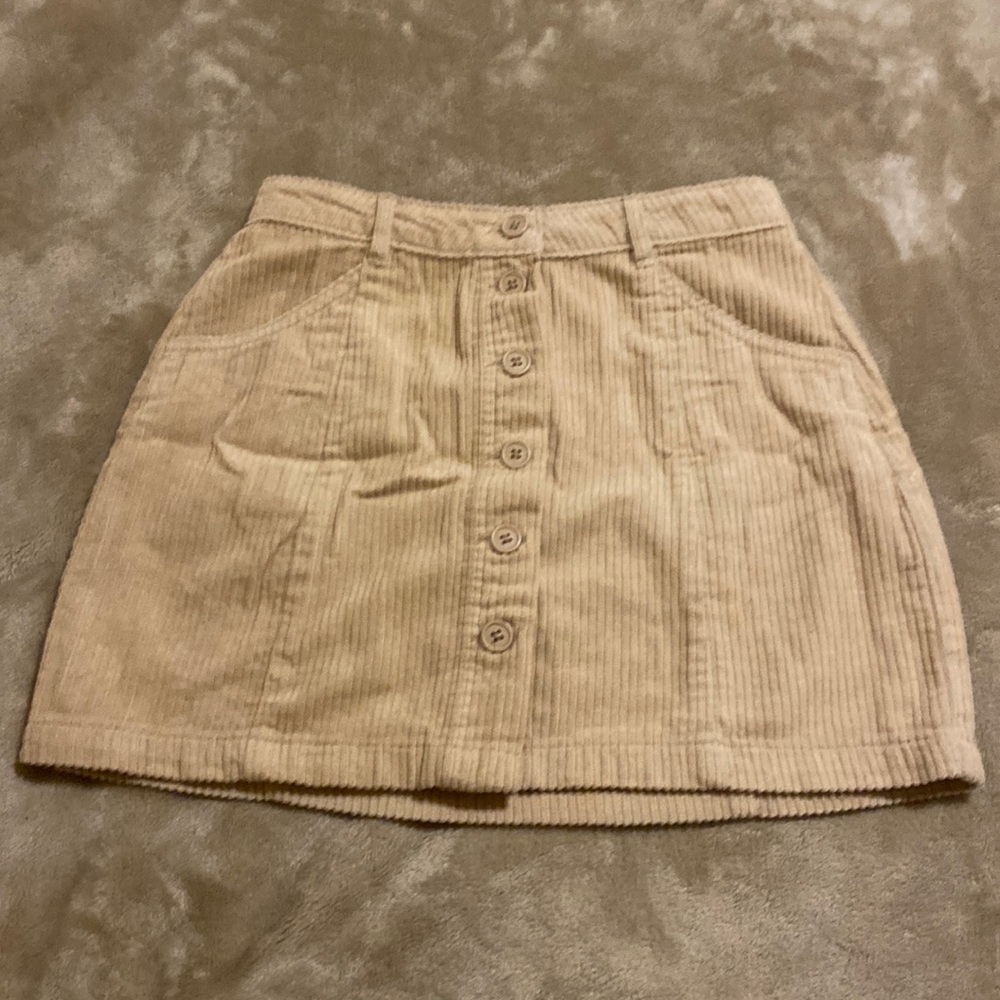 Soft Tan Casual Button Up Skirt